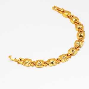 square beaded gold bracelet