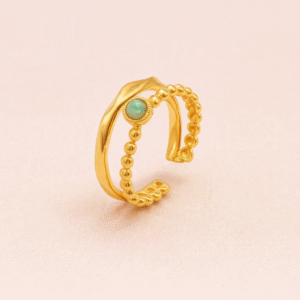 Double Layer Natural Amazon Stone Open Ring
