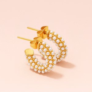 Chunky Pearl Beaded Hoop Earrings