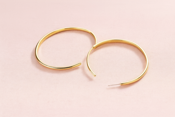 Large Plain Hoop 18K Statement Earrings