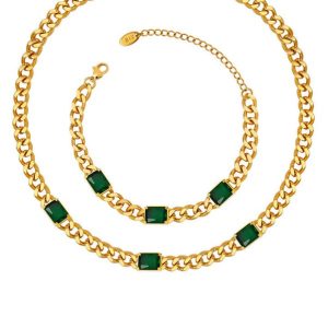 green cubic zirconia necklace and bracelet