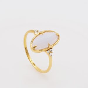 agate long stone ring