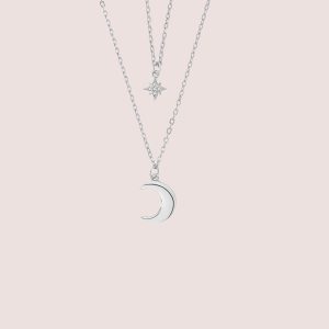moon & star necklace in silver