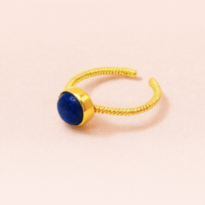 Blue Lazurite Twisted Design Open Ring