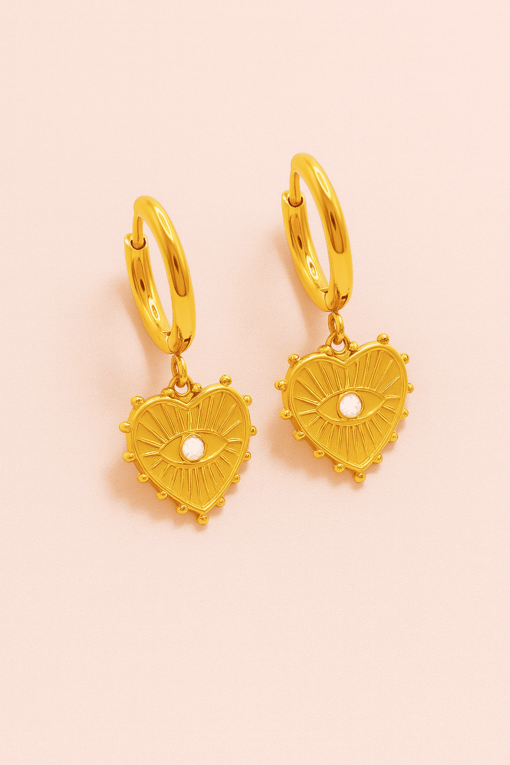 EA009E8C-CA72-49C5-960B-78FB5D1A5001 Heart Pendant Huggie Earrings
