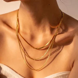 minimalist layered twist gold necklace