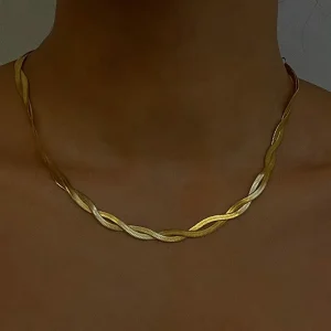 double weave gold snake chain necklace