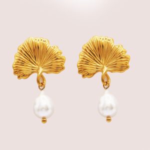 shell pearl drop earrings