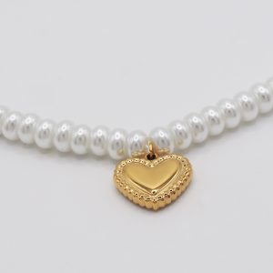 freshwater pearl necklace heart charm
