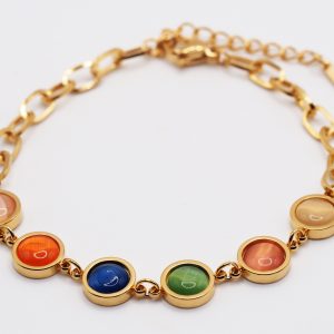 multi coloured gold plated bracelet