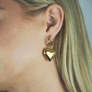 gold large heart earrings