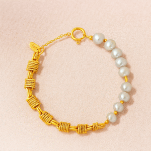 18K Gold Plated Bracelet Knot & Pearl