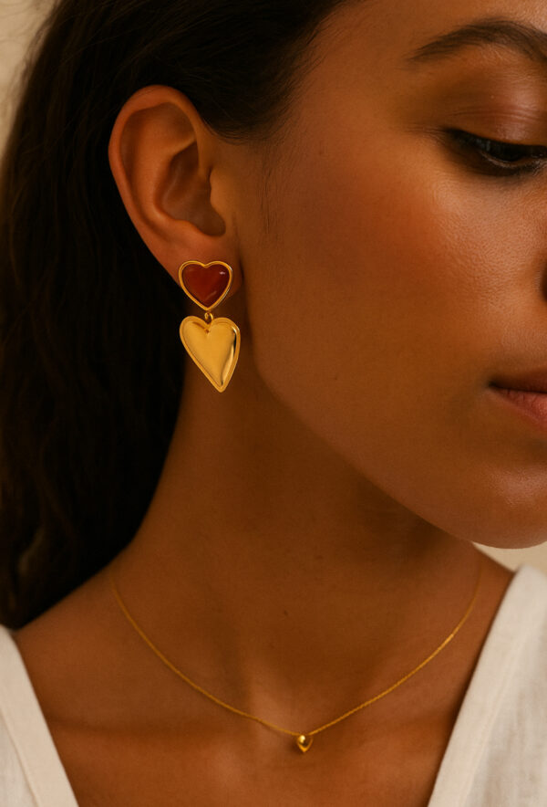 red heart earrings