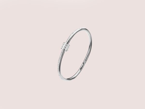 screw zircon bangle in silver