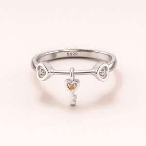 Silver key drop ring