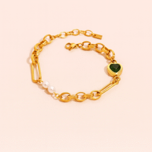 Green Heart Pearl Bracelet