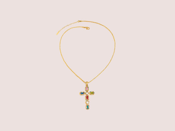 multicoloured cross necklace