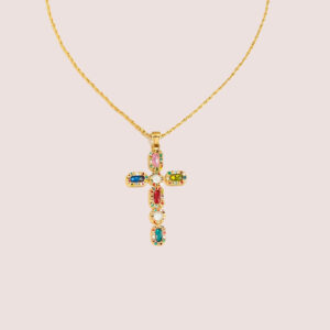 multicoloured cross necklace