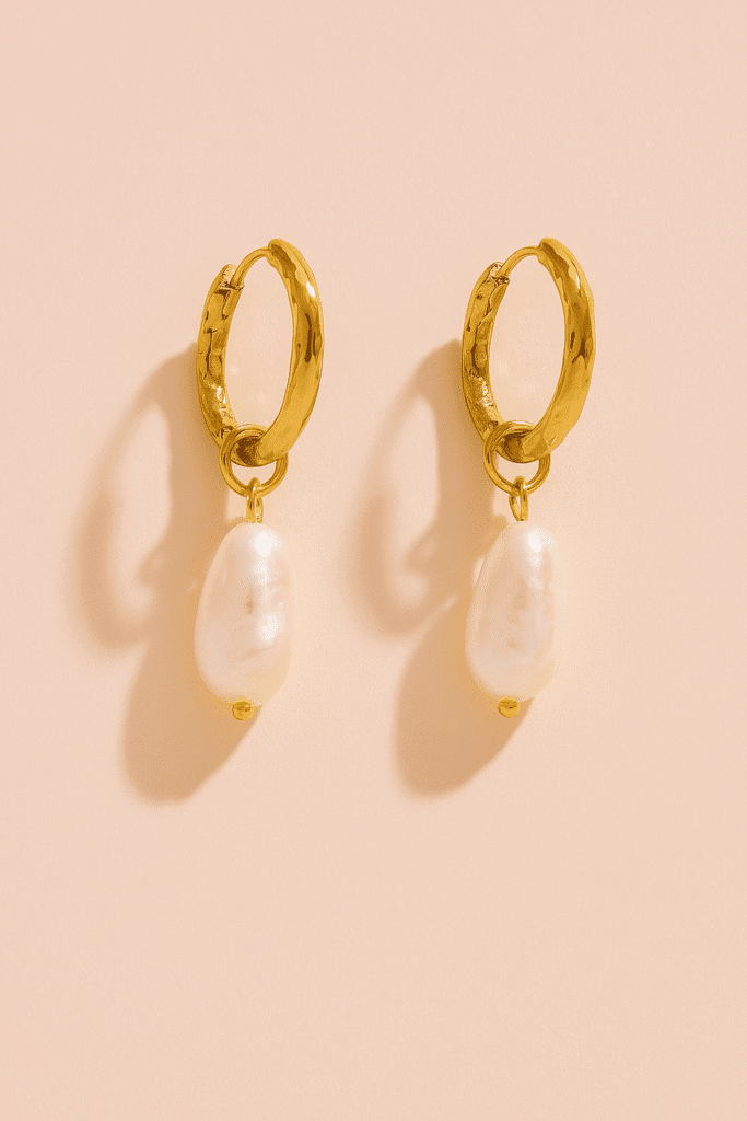 pearl textured hoop earrings