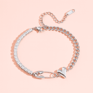 silver safety pin bracelet
