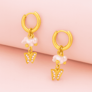 butterfly pearl drop earrings