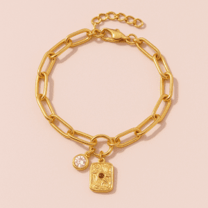 gold link charm bracelet