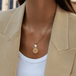 gold coin pearl necklace