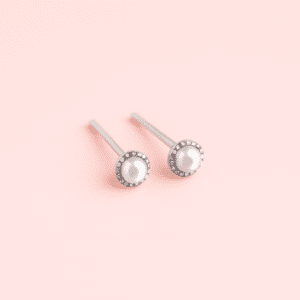 pearl stud earrings silver
