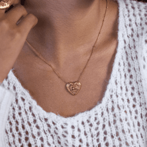 gold heart buckle necklace